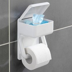 WC-papír tartó, nedves zsebkendő tartóval, 2az1